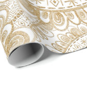 Elegantes Gold Winter Blume Mandala Weißes Muster Geschenkpapier (Rolleneckpunkt)