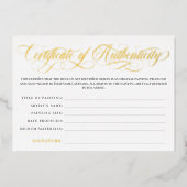 Elegantes Gold-Wirbel-Echtheitszertifikat Folieneinladung (Vorderseite)