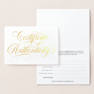 Elegantes Gold-Wirbel-Echtheitszertifikat Folienkarte