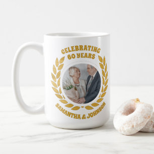 Elegantes Gold Wreath Foto 60. Hochzeitstag Kaffeetasse