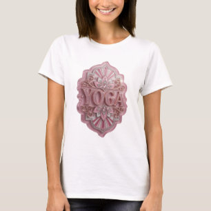 Elegantes Gold-YOGA-3D-Text-Kunstwerk T-Shirt