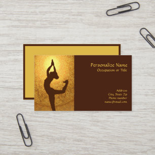 Elegantes Gold-Zen-Yoga-Silhouette Braun Benutzerd Visitenkarte