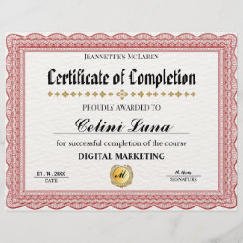 Elegantes Gold-Zertifikat - Modernes