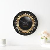 Elegantes Gold Zickzack Design Große Wanduhr (Zuhause)