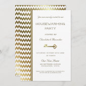 Elegantes Gold Zickzack Stripes Party Einladung (Vorne/Hinten)