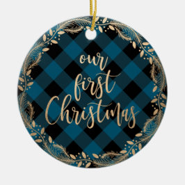 Elegantes Gold zu unseren ersten Weihnachten als M Keramik Ornament