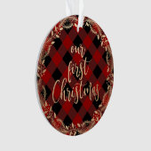 Elegantes Gold zu unseren ersten Weihnachten als M Ornament (Vorderseite)