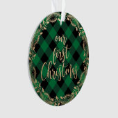 Elegantes Gold zu unseren ersten Weihnachten als M Ornament (Vorderseite)