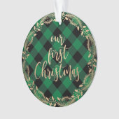 Elegantes Gold zu unseren ersten Weihnachten als M Ornament (Vorderseite)