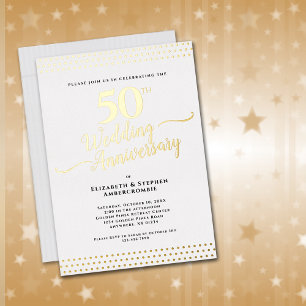 Elegantes Gold zum 50. Hochzeitstag Folieneinladung