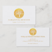 Elegantes GoldAquarell-Baum-Yoga und Meditation Visitenkarte (Vorne/Hinten)