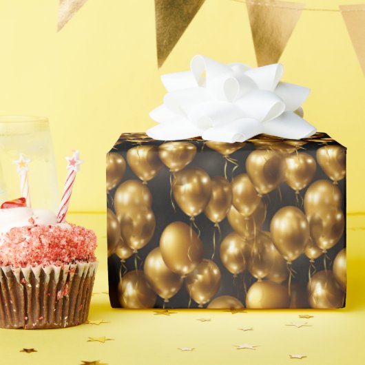 Elegantes Goldballon-Fliesenmuster Geschenkpapier (Geburtstagsparty)