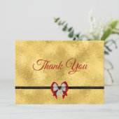 Elegantes Goldbarren-Krawatte-Monogramm Dankeskarte (Stehend Vorderseite)