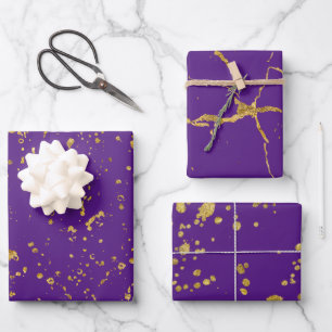 Elegantes, goldbedrucktes Muster für Splashes und Geschenkpapier Set
