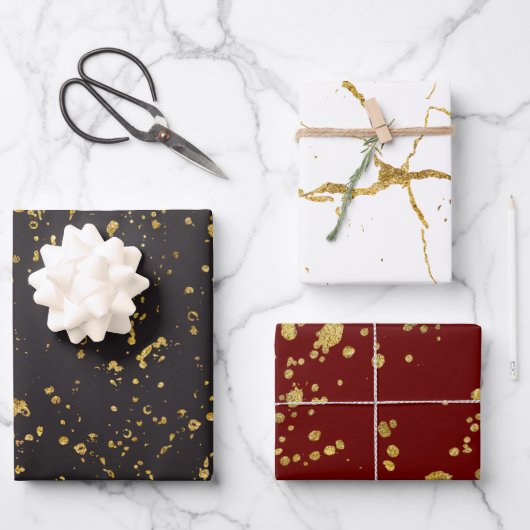 Elegantes, goldbedrucktes Muster für Splashes und Geschenkpapier Set (Vorderseite)