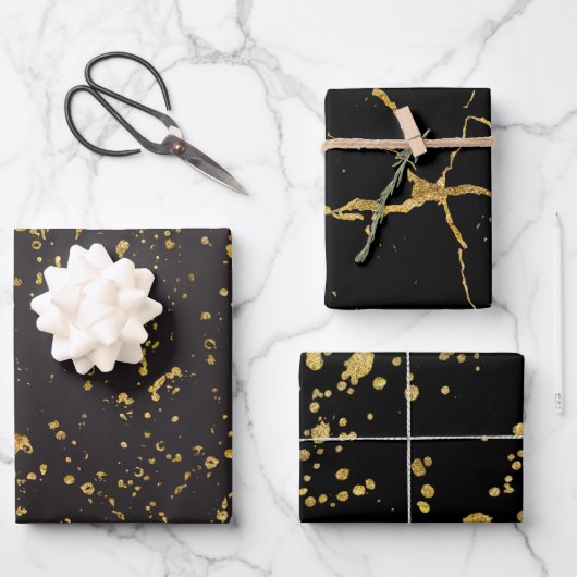 Elegantes, goldbedrucktes Muster für Splashes und  Geschenkpapier Set (Vorderseite)