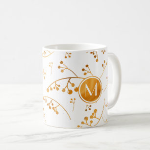 Elegantes Goldbeerenmuster aus Monogramm Kaffeetasse