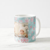 Elegantes goldblauer Schneeflocken-Foto der Rose Kaffeetasse (VorderseiteRechts)