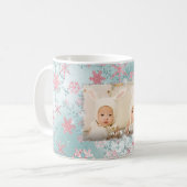 Elegantes goldblauer Schneeflocken-Foto der Rose Kaffeetasse (Vorderseite Links)