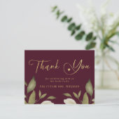 Elegantes goldbordeauxfarbenes Brautparty Dankeskarte (Stehend Vorderseite)