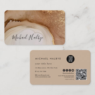 Elegantes Goldbraun-Aquarell-Achat professionell Visitenkarte
