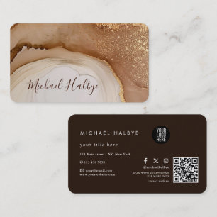 Elegantes Goldbraun Aquarell-Achat Professionell Visitenkarte