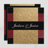 Elegantes Golddunkelrotes Paisley-Verlobungs-Party Einladung (Vorne/Hinten)