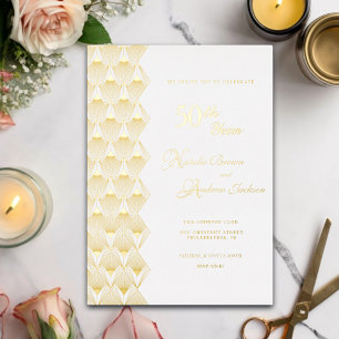 Elegantes Golden 50 Jahre Hochzeitsjubiläum Folieneinladung