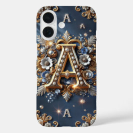Elegantes Golden A Letter Monogram iPhone 16 Hülle