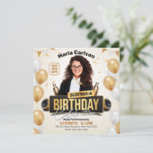 Elegantes Golden Adult Geburtstagsparty Foto Einladung (Stehend Vorderseite)