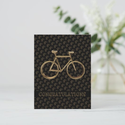 Elegantes Golden Bike Radfahren Postkarte (Stehend Vorderseite)