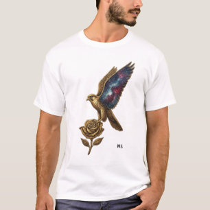 Elegantes Golden Bird und Rose Art T-Shirt