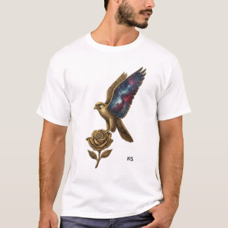 Elegantes Golden Bird und Rose Art T-Shirt