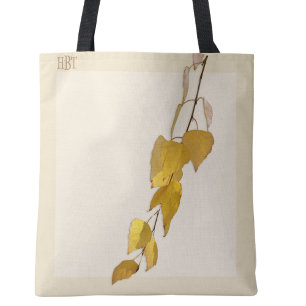 Elegantes Golden-Birkenblatt-Monogramm-Weihnachtsg Tasche