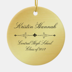 Elegantes Golden & Black Abschluss Weihnachtsschmu Keramikornament