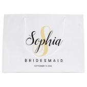 Elegantes Golden & Black Personalisiert Bridesmaid Große Geschenktüte (Vorderseite)