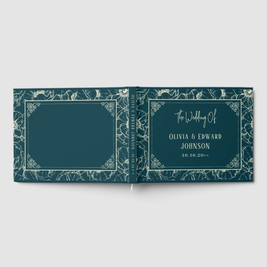 Elegantes Golden Bloom Wedding Gästebuch (Voll)