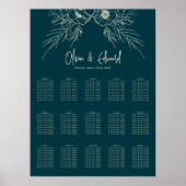 Elegantes Golden Bloom Wedding Seating Chart Poster (Vorne)