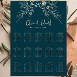 Elegantes Golden Bloom Wedding Seating Chart Poster