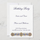 Elegantes Golden & Blue Antique Kunst, Dichtung un Einladung (Rückseite)