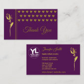 Elegantes Golden Blume Hart Custom Logo Vielen Dan Visitenkarte (Vorne/Hinten)