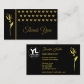 Elegantes Golden Blume Hart Custom Logo Vielen Dan Visitenkarte (Vorne/Hinten)