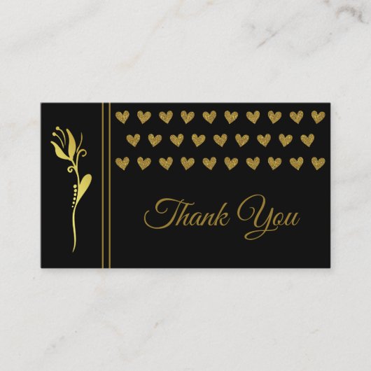 Elegantes Golden Blume Hart Custom Logo Vielen Dan Visitenkarte (Vorderseite)