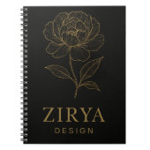 Elegantes Golden Blume Notebook von Zirya Design Notizblock (Vorderseite)