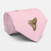 Elegantes Golden Butterflies Rosa Muster Krawatte (Gerollt)