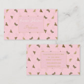 Elegantes Golden Butterflies Rosa Muster Visitenkarte (Vorne/Hinten)