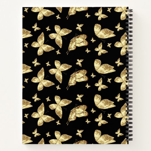 Elegantes Golden Butterfly Script Name Monogram Notizblock (Rückseite)