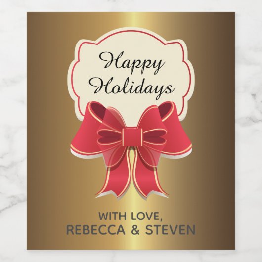 Elegantes Golden Christmas Beverage Label Set Weinetikett (Einzelnes Label)