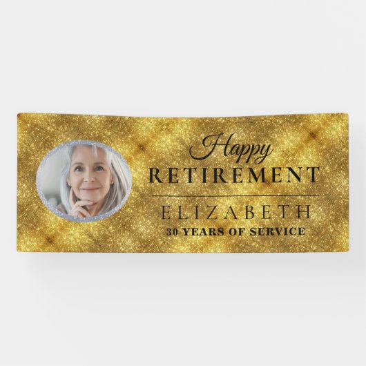 Elegantes Golden Custom Foto Retirement Party Bann Banner (Horizontal)