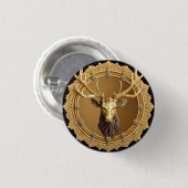 Elegantes Golden Deer Emblem mit Verziertem Rahmen Button (Vorne & Hinten)